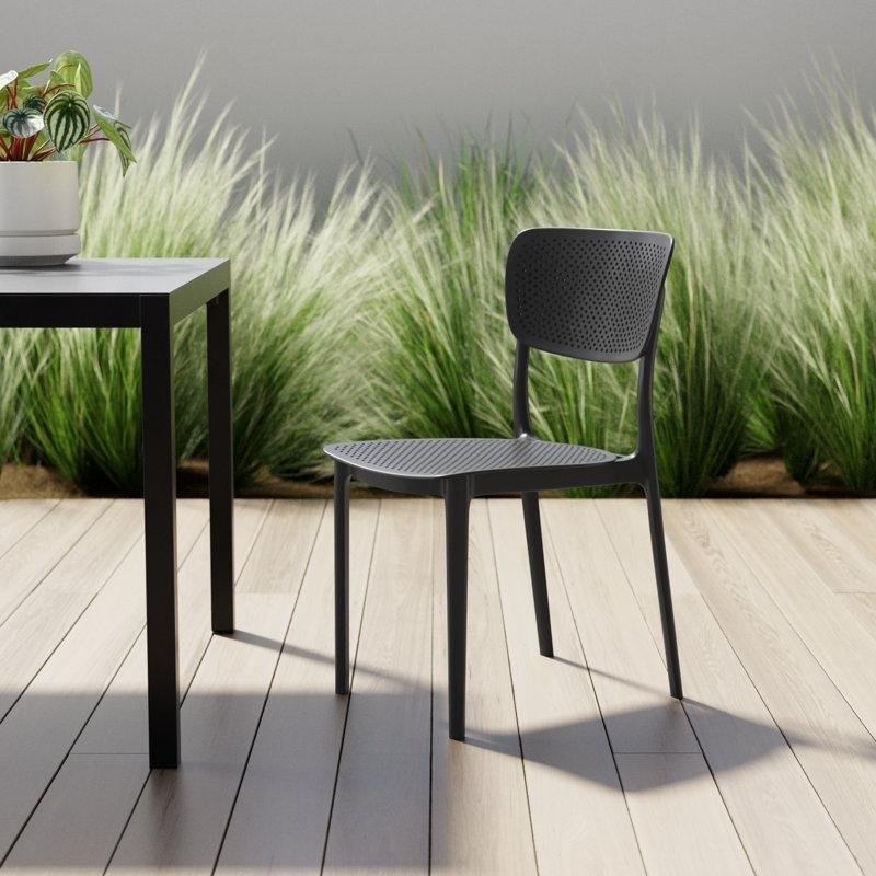 Siyah Plastik İstiflenebilir Dış Mekan Sandalyesi, 2'li Set - 147093