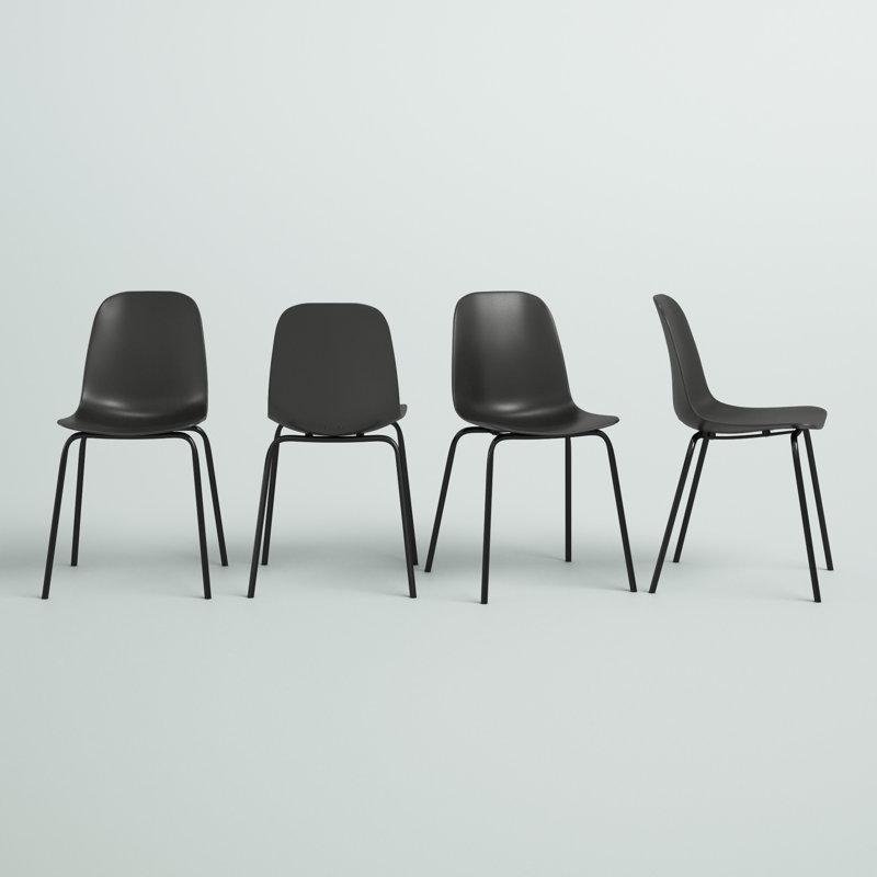 Siyah Plastik Metal Ayaklı 4lü Set Sandalye - 146451