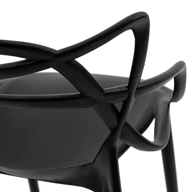 Siyah Polikarbonat Kolçaklı İstiflenebilir 3lü Set Plastik Bar Sandalyesi - 64 cm - 148398
