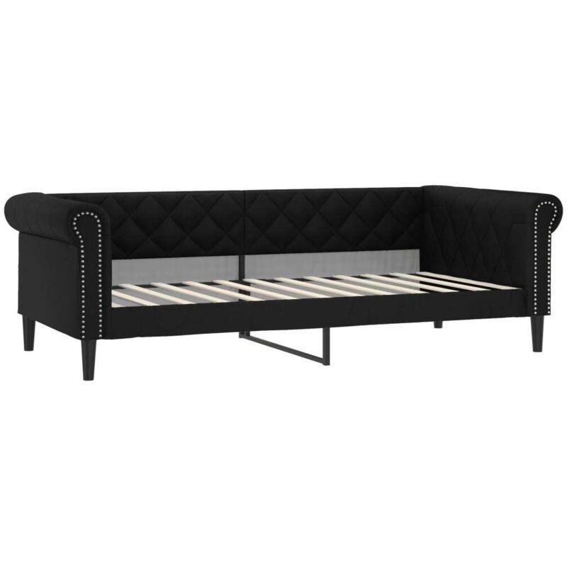 Siyah Suni Deri Yatak Olabilen Modern Divan Koltuk - 235x90 cm - 154273