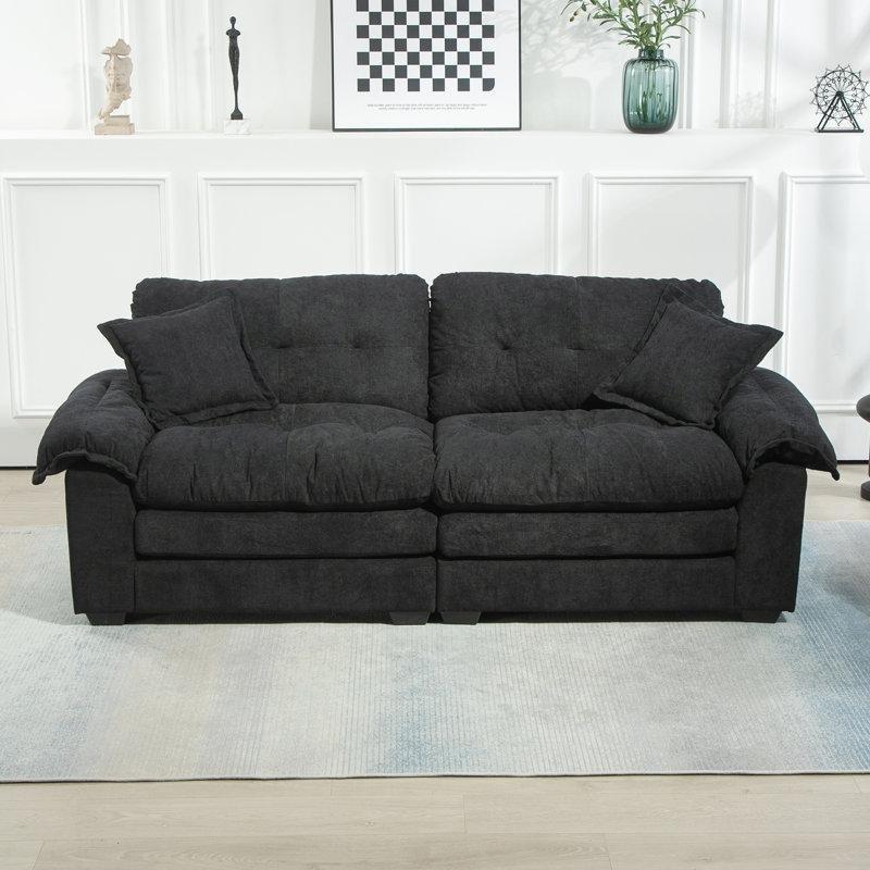 Şönil Kumaş Yastık Kollu Hafızalı Sünger Minderli İkili Koltuk - 214 cm - 151669