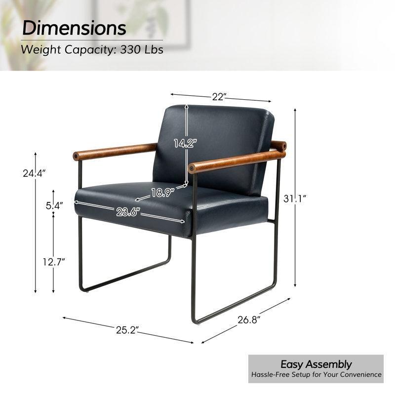 Suni Deri Ahşap Kolçaklı Metal Ayaklı Ergonomik Sandalye, 2'li Set - 147063