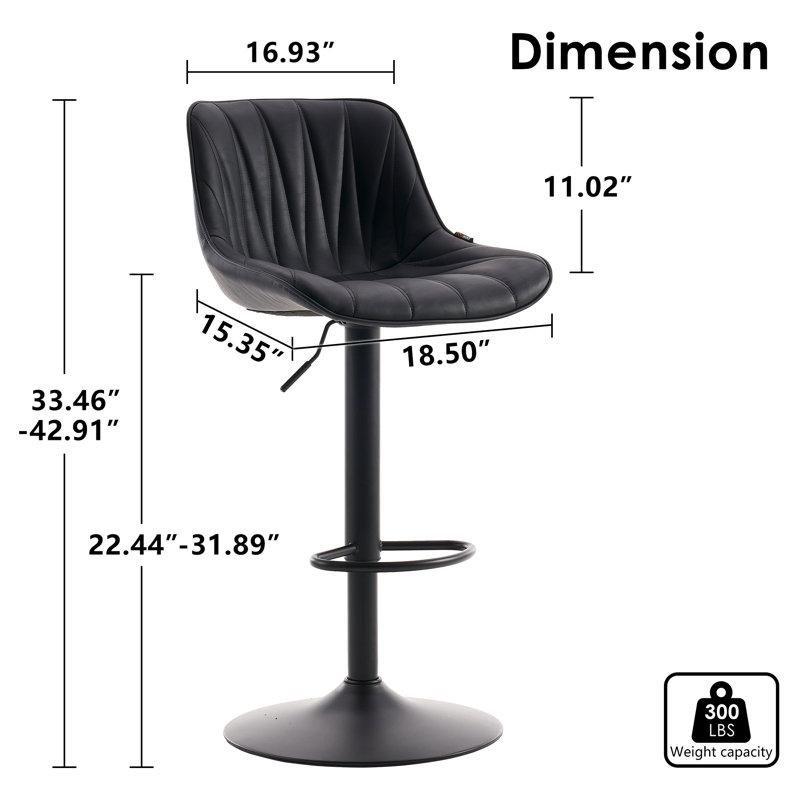 Suni Deri Baklava Dikişli Amortisörlü Döner Metal Retro Bar Sandalyesi 2li Set - 148500