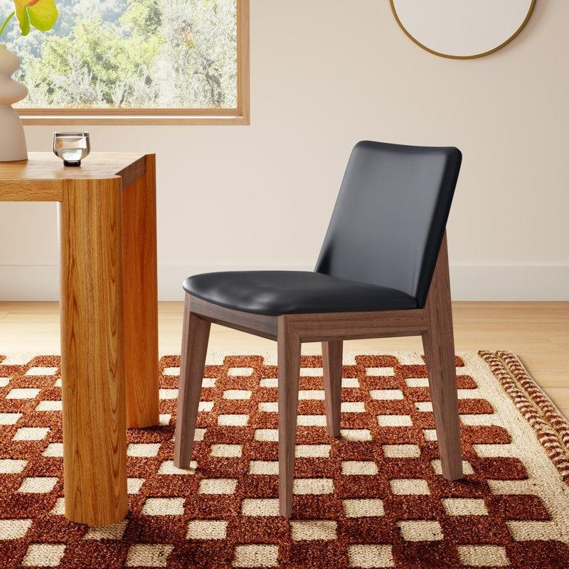 Suni Deri Döşemeli Masif Meşe Ayaklı İkili Set Ceviz Sandalye - 145701