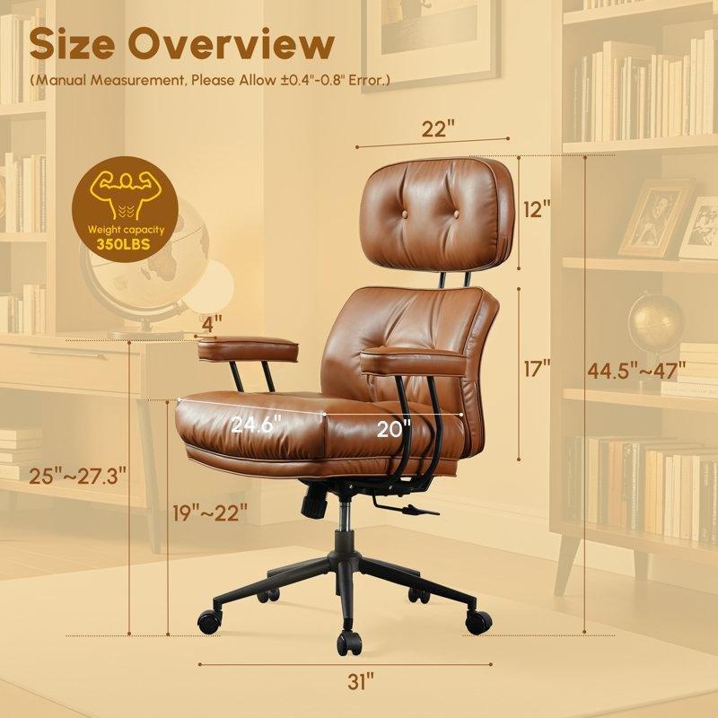 Suni Deri Ergonomik Bel Destekli Yüksek Sırtlı Yönetici Döner Sandalye - 145872