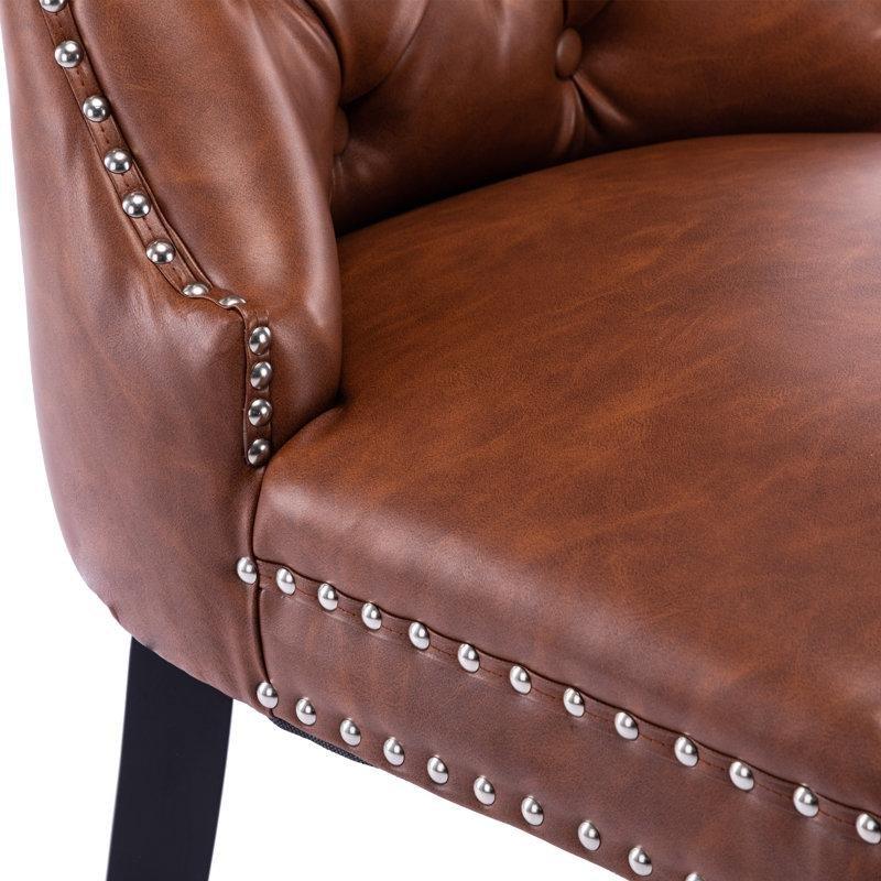 Suni Deri Kapitoneli Zımba Detaylı Halkalı 2li Chester Sandalye - 145776