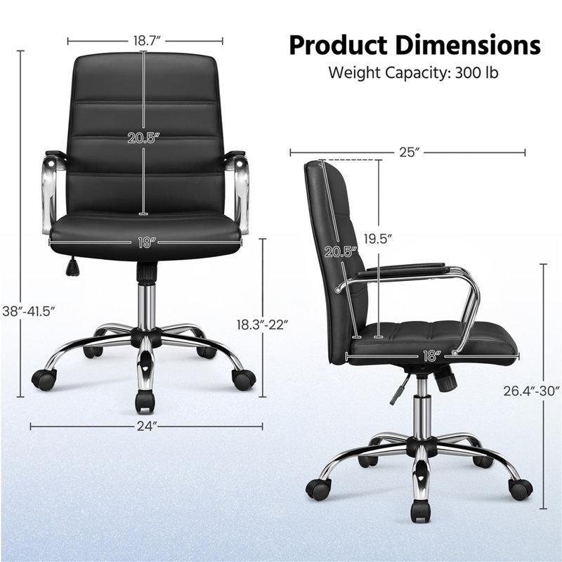 Suni Deri Krom Kolçaklı Bel Destekli Yüksekliği Ayarlanabilir Döner Sandalye - 145893