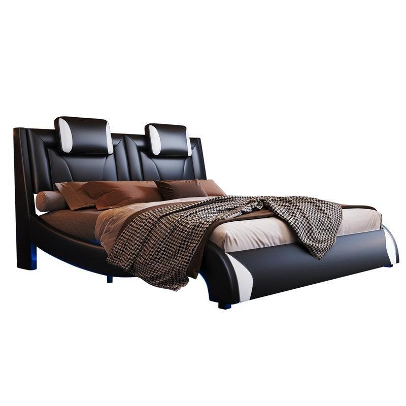 Suni Deri LED Işıklı Uçan Tasarım Karyola - 166x237 cm - 142249