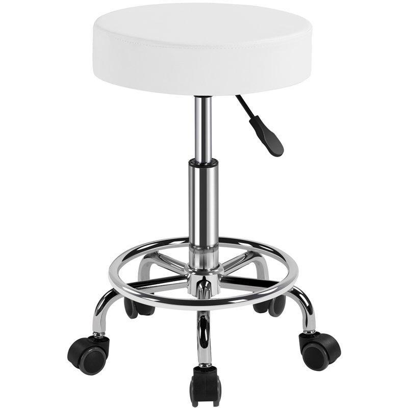 Suni Deri Metal Yüksekliği Ayarlanabilir Döner Ayak Destekli Tekerlekli Bar Sandalyesi - 51-66 cm - 148716