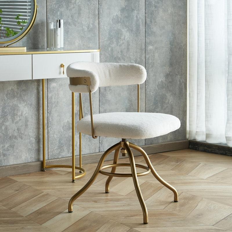 Suni Kürk Döşemeli Döner Metal Ayaklı Gold Sandalye - 146073