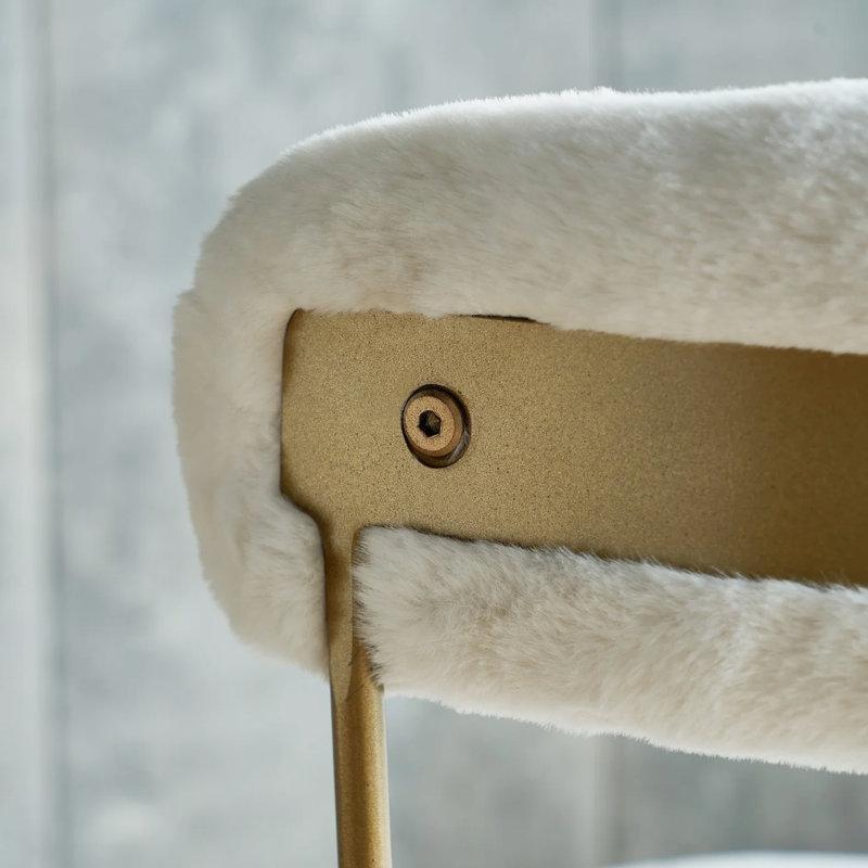 Suni Kürk Döşemeli Döner Metal Ayaklı Gold Sandalye - 146073