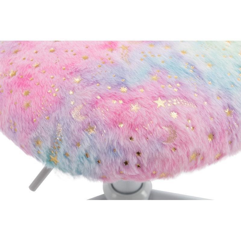 Suni Kürk Döşemeli Kalp Tasarımlı Yüksekliği Ayarlanabilir Döner Çocuk Sandalyesi - 146670