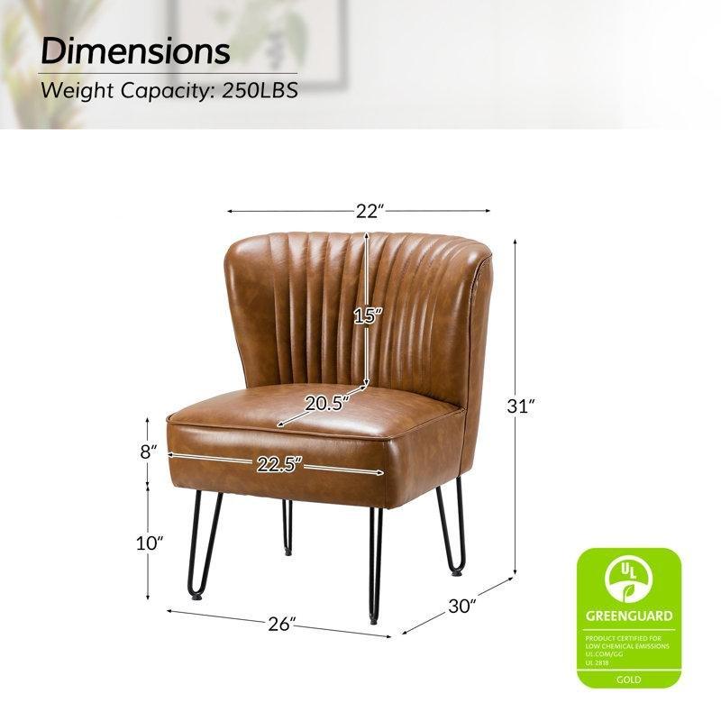 Taba Suni Deri Metal Ayaklı Dikey Kapitoneli 2li Set Bohem Sandalye - 67 cm - 145545