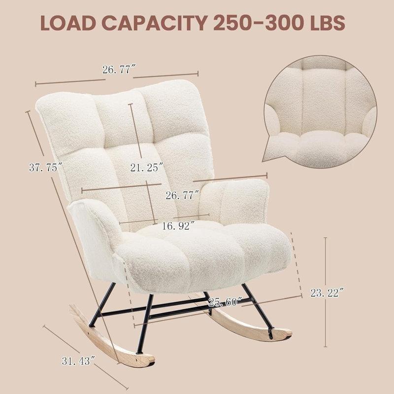 Teddy Kumaş Döşemeli Ahşap Ayaklı Yüksek Sırtlı Sallanan Sandalye - 146400