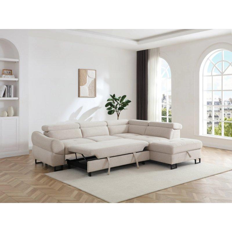 Terakota Dokulu Kumaş Yataklı Sandıklı Sağ Köşe Koltuk - 272x230 cm - 156172