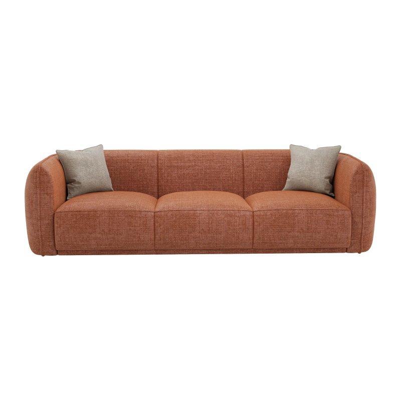 Terakota Şönil Kumaş Minderli Üçlü Koltuk - 235 cm - 156076