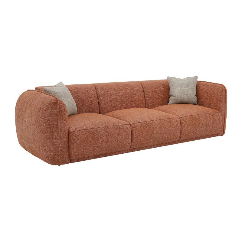 Terakota Şönil Kumaş Minderli Üçlü Koltuk - 235 cm - 156076