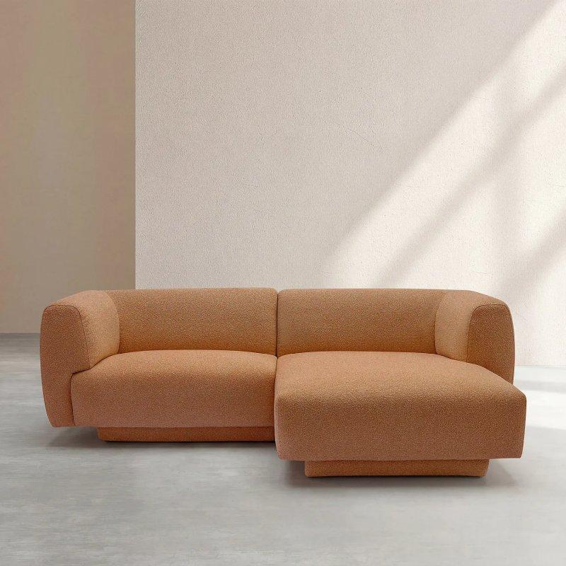 Terracotta Dokulu Kumaş Sağ Köşe Koltuk - 228 cm - 154830