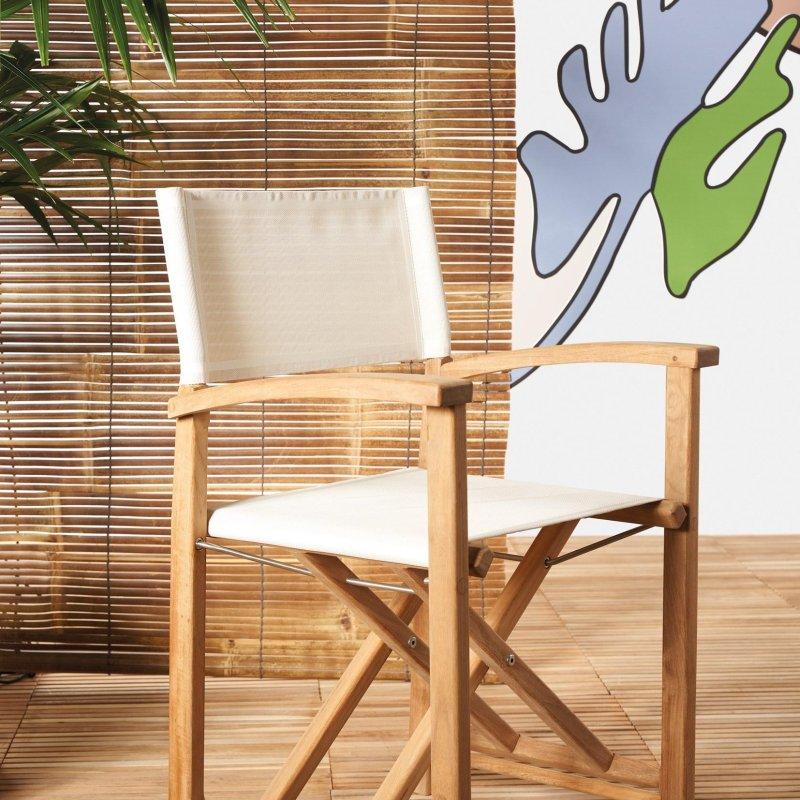 Tik Ağacı ve Batyline Kumaşlı Katlanır Kolçaklı Rejisör Sandalyesi - 147348