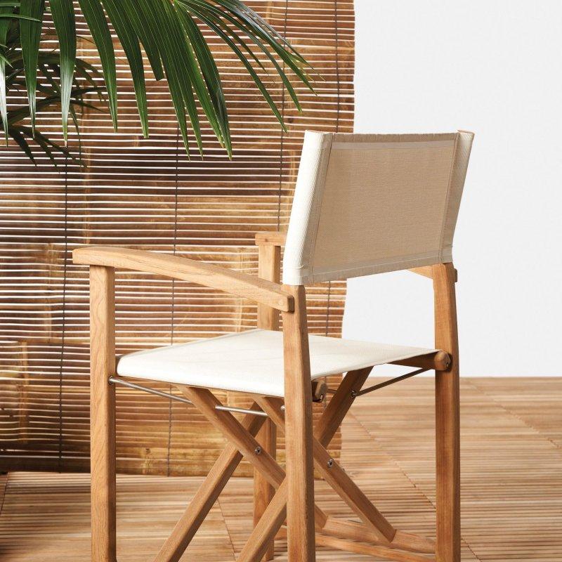 Tik Ağacı ve Batyline Kumaşlı Katlanır Kolçaklı Rejisör Sandalyesi - 147348