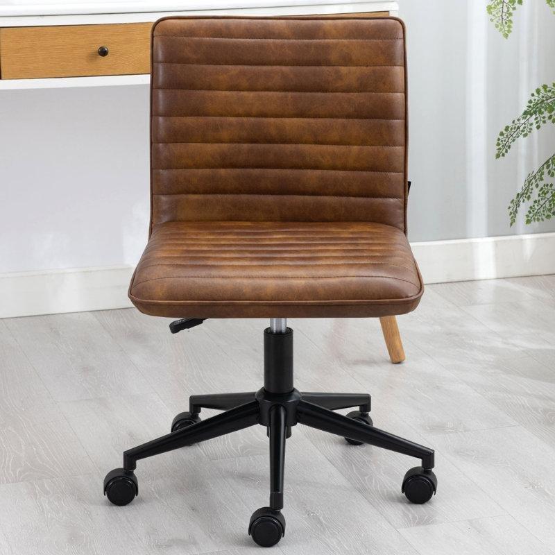 Toz Sarısı Suni Deri Yüksekliği Ayarlanabilir Tekerlekli Döner Sandalye - 145809