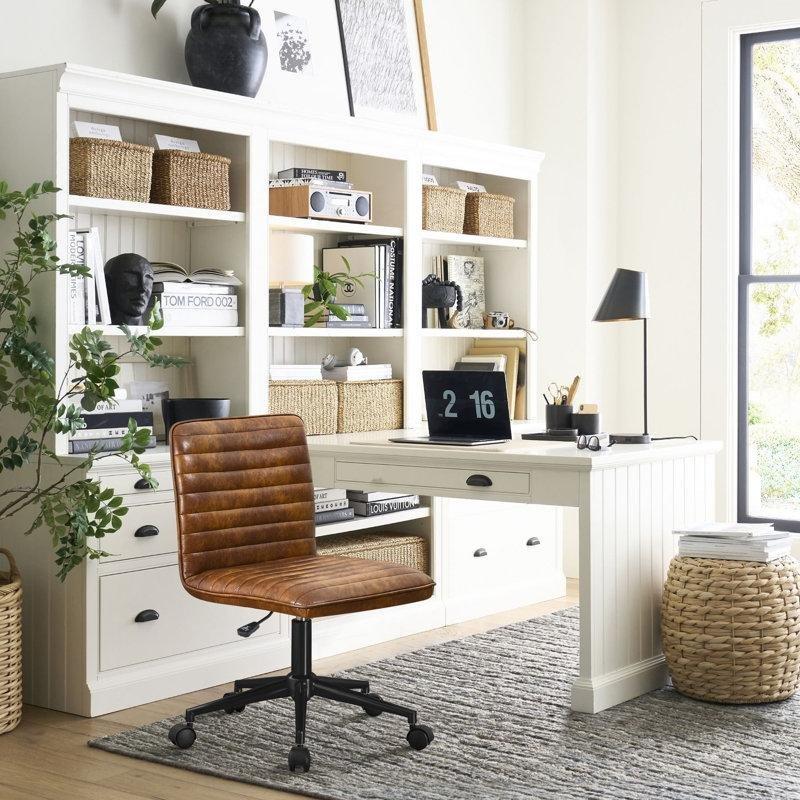 Toz Sarısı Suni Deri Yüksekliği Ayarlanabilir Tekerlekli Döner Sandalye - 145809