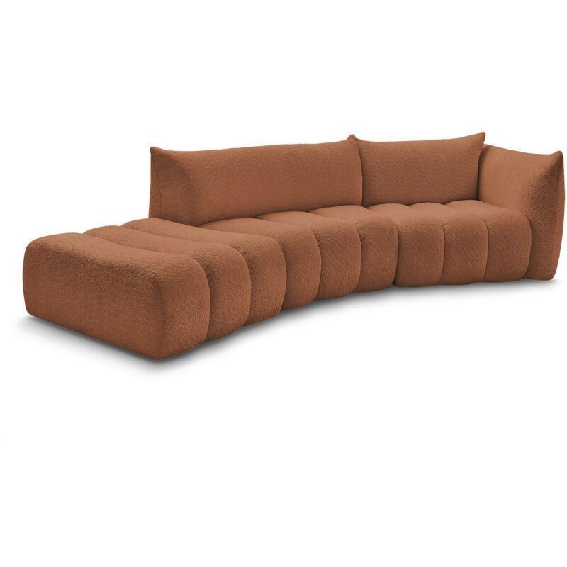 Turuncu Bukle Kumaş Kavisli Tasarım 4 Kişilik Sağ Köşeli Koltuk - 286 cm - 152164