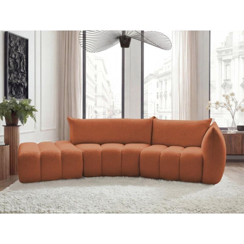 Turuncu Bukle Kumaş Kavisli Tasarım 4 Kişilik Sağ Köşeli Koltuk - 286 cm - 152164