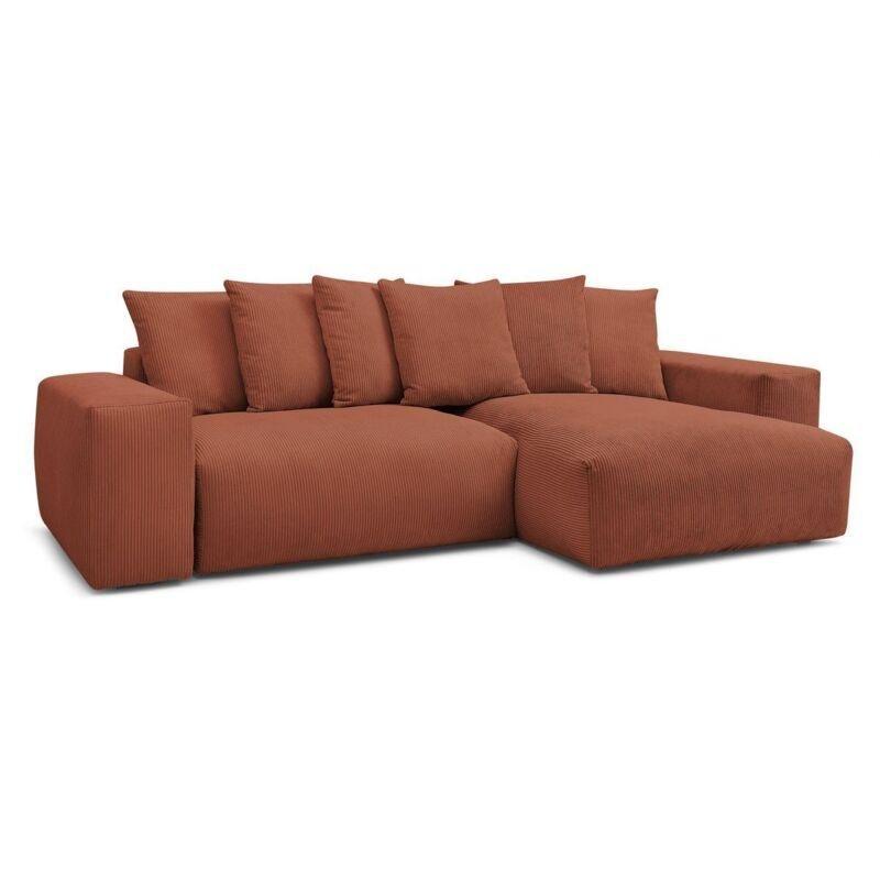 Turuncu Fitilli Kadife Yataklı Sandıklı Dönebilen Köşe Koltuk - 310x165 cm - 153033