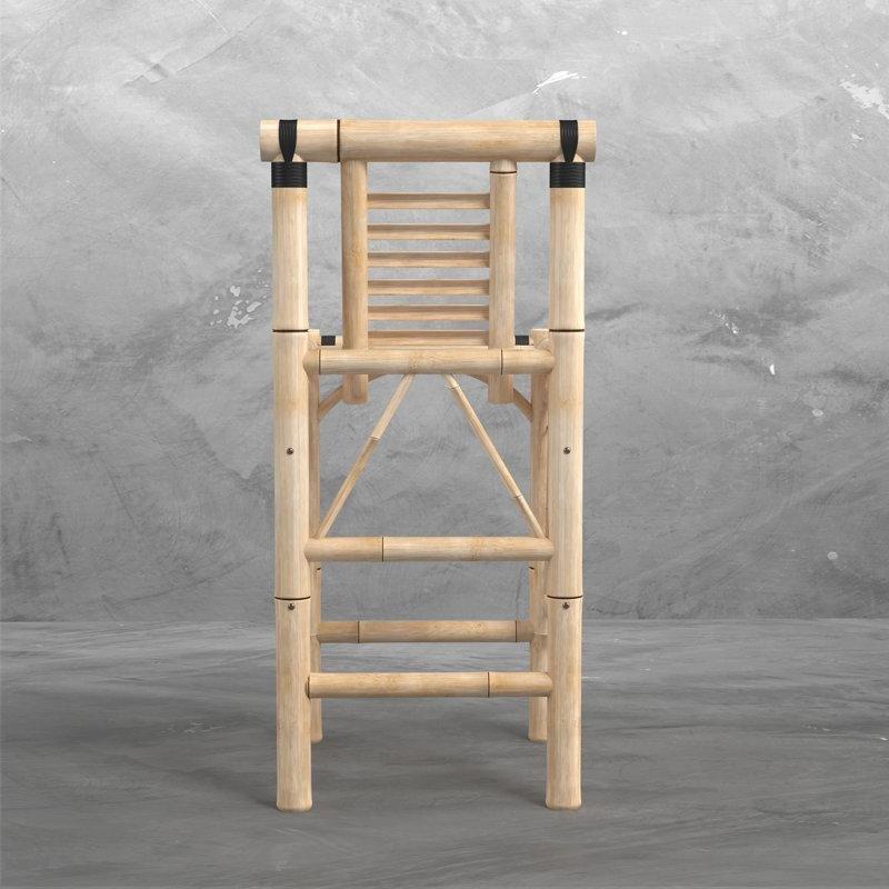 UV Korumalı 2'li Set Dış Mekan Bambu Bar Sandalyesi - 72 cm - 148725