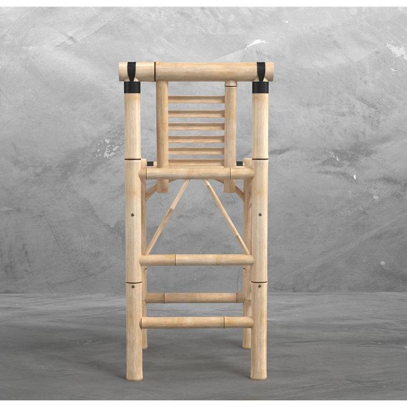 UV Korumalı 2'li Set Dış Mekan Bambu Bar Sandalyesi - 72 cm - 148725