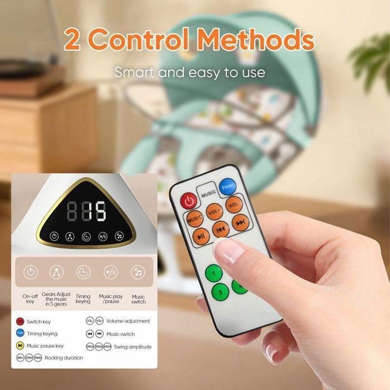 Uzaktan Kumandalı Bluetooth Müzikli 5 Hızlı Sallanan Oyuncaklı Ana Kucağı Beşik - 60x64x80 cm - 162403