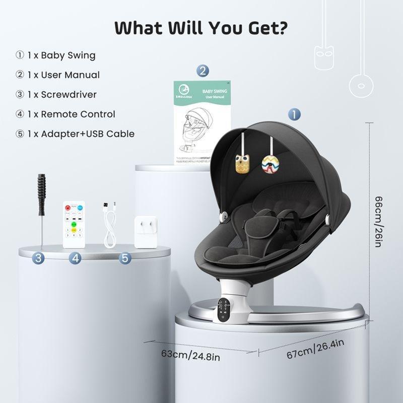 Uzaktan Kumandalı ve Bluetooth Bağlantılı 5 Hız Ayarlı Elektrikli Ana Kucağı Beşik - 162376