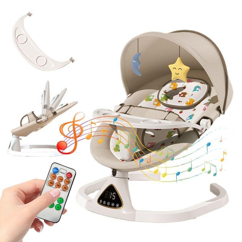 Uzaktan Kumandalı ve Bluetoothlu 5 Kademeli 3ü 1 Arada Elektrikli Ana Kucağı Beşik - 60x64x80 cm - 162484