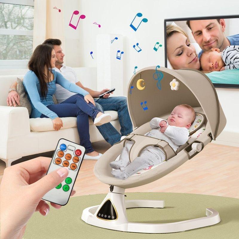 Uzaktan Kumandalı ve Bluetoothlu Çıkarılabilir Tepsili Elektrikli Ana Kucağı Beşik - 162274