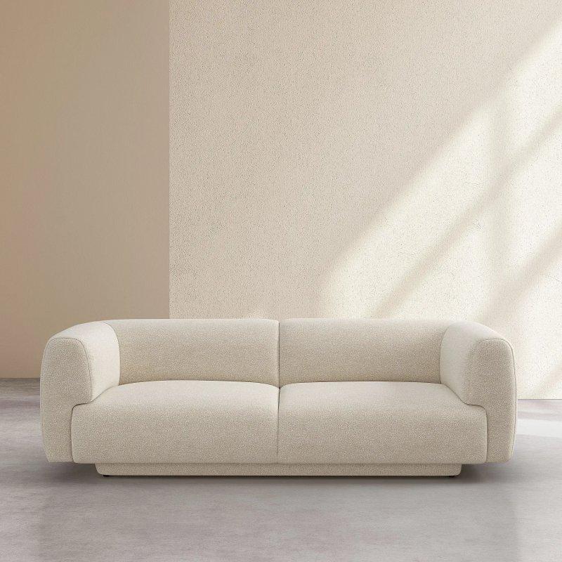 Vanilya Bej Dokulu Kumaş Organik Tasarım 3 Kişilik Koltuk - 228 cm - 155074