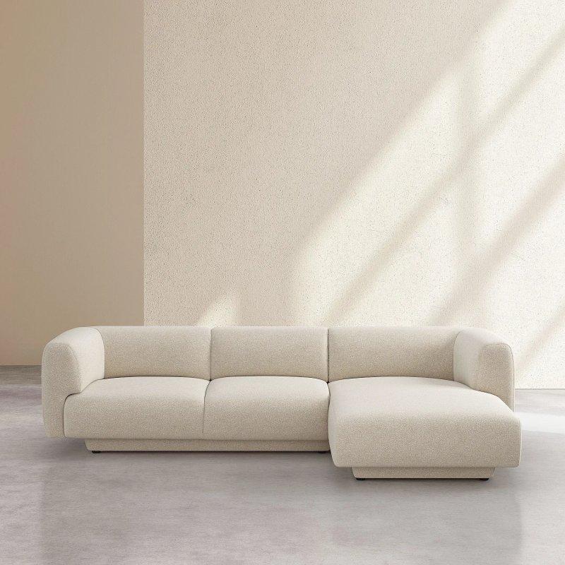 Vanilya Beji Dokulu Kumaş Sağ Köşe Koltuk - 312x158 cm - 154684