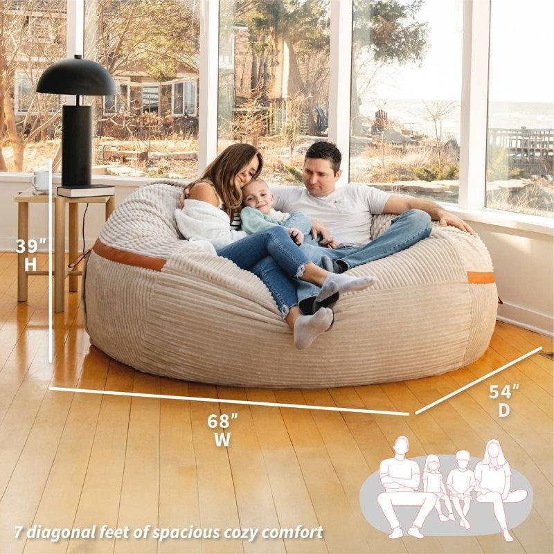 Vanilya Latte Fitilli Kadife Yıkanabilir Kılıflı Dev Boy Puf Koltuk - 181 cm - 157714