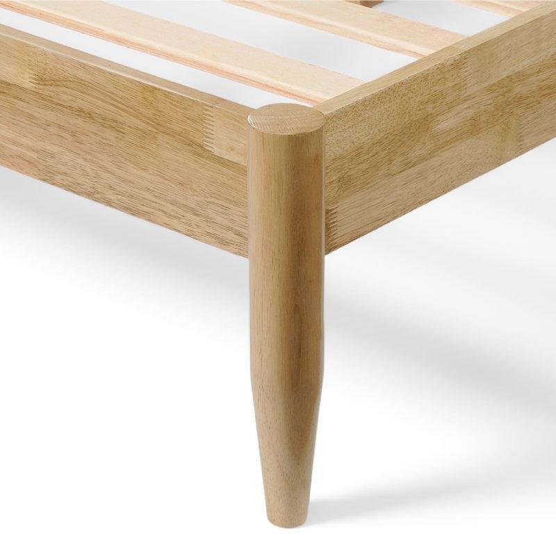 Vizon Bukle Kumaş Döşemeli Masif Ahşap Konik Ayaklı Karyola - 160x200 cm - 143536