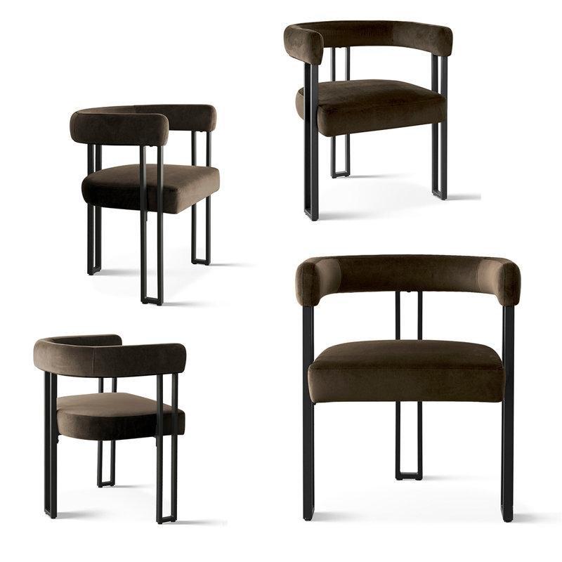 Vizon Kadife Döşemeli Metal Ayaklı Kolçaklı 4lü Set Sandalye - 146628