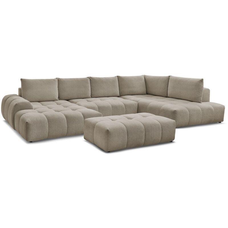 Vizon Kırçıllı Kumaş Yataklı Sandıklı Puflu Sol Köşe Panoramik Koltuk Takımı - 153890