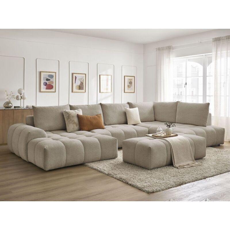 Vizon Kırçıllı Kumaş Yataklı Sandıklı Puflu Sol Köşe Panoramik Koltuk Takımı - 153890