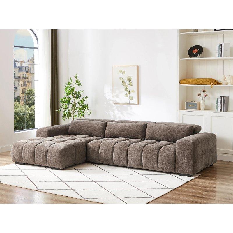 Vizon Rengi Dokulu Kumaş Ayarlanabilir Başlıklı Sol Köşe Koltuk - 312 cm - 156100