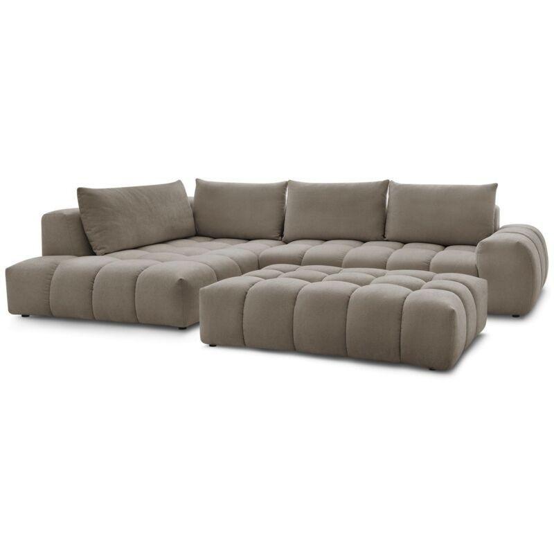 Vizon Rengi Dokulu Kumaş Puflu Yataklı Sol Köşe Koltuk - 352x210 cm - 153184