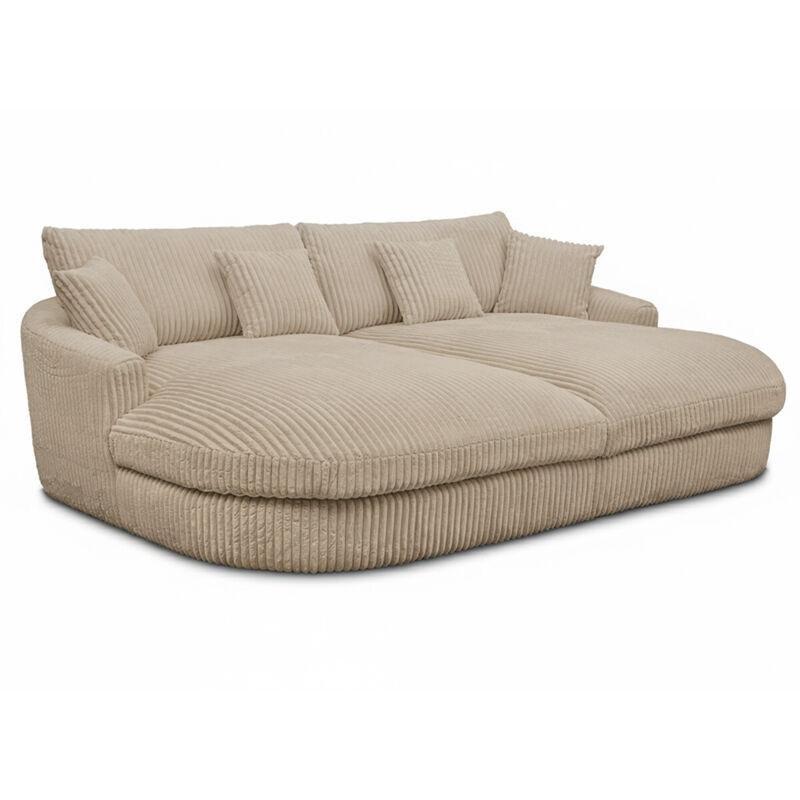 Vizon Rengi Fitilli Kadife Kumaş Derin Oturumlu 3 Kişilik Koltuk - 152106