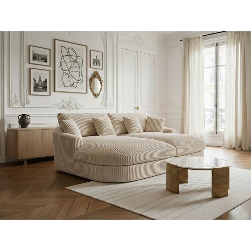 Vizon Rengi Fitilli Kadife Kumaş Derin Oturumlu 3 Kişilik Koltuk - 152106