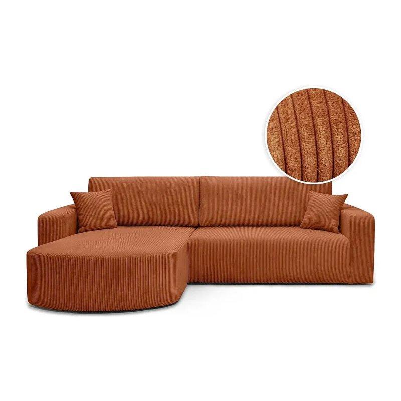 Vizon Rengi Fitilli Kadife Yataklı Yönü Değiştirilebilir 4 Kişilik Köşe Koltuk - 155896