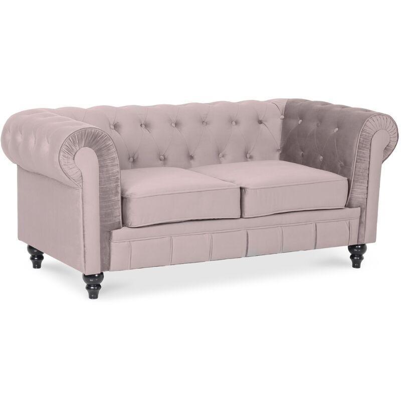 Vizon Rengi Kadife Kapitoneli Chesterfield İkili Koltuk - 157 cm - 152751