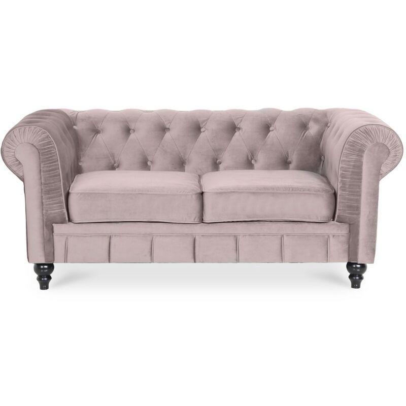 Vizon Rengi Kadife Kapitoneli Chesterfield İkili Koltuk - 157 cm - 152751