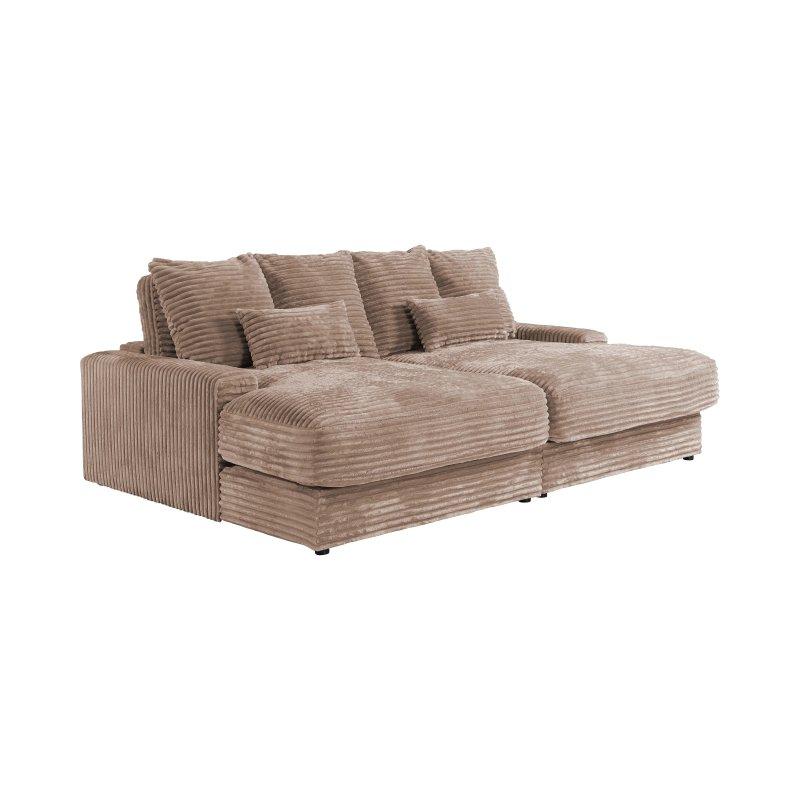 Vizon Rengi Kalın Fitilli Kadife Derin Oturumlu Köşe Koltuk - 232 cm - 155119